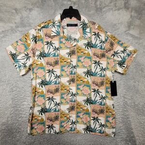 Trinity Coast Mens Hawaiian Shirt Large‎ Floral Tropical Resort Camp